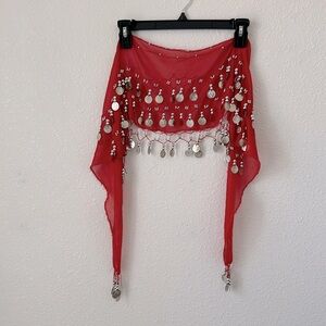 Cute red belly dance hip scarf!